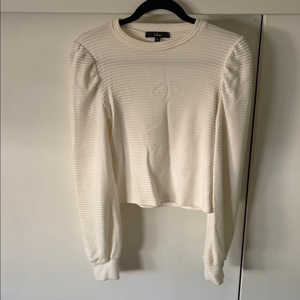 Lulu's Ivory Ribbed Sweatshirt